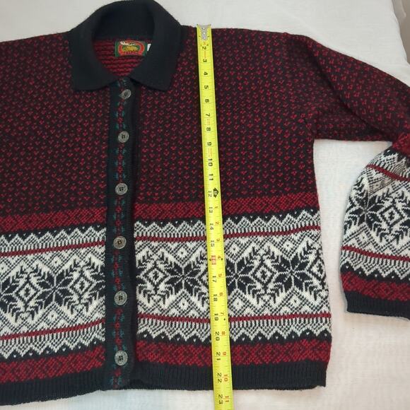 ALPS Nordic Wool Metal button Cardigan Sweater Women's L Vintage USA made - Picture 11 of 12